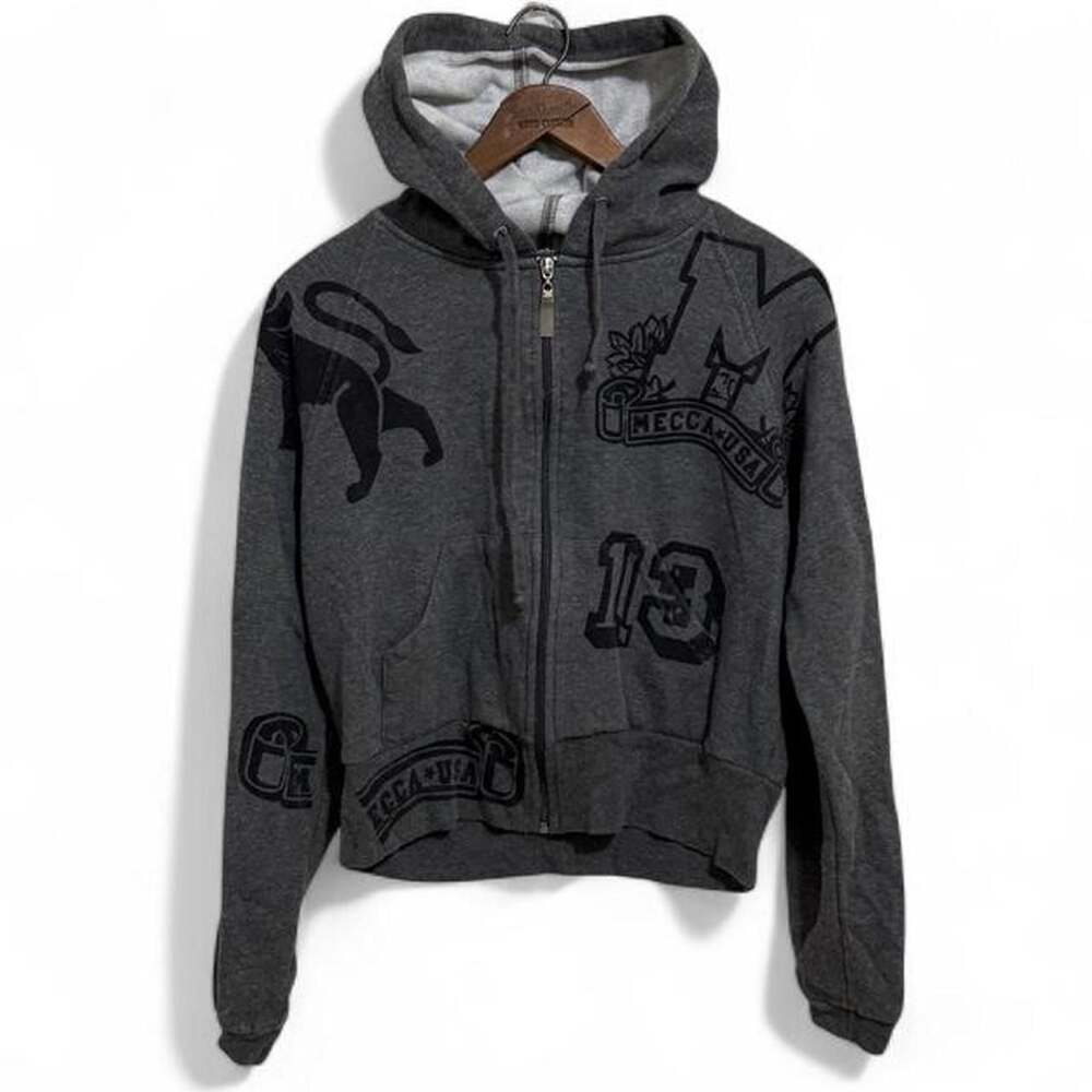Vintage Y2K Mecca USA Full Zip Graphic Hoodie Sweatshirt